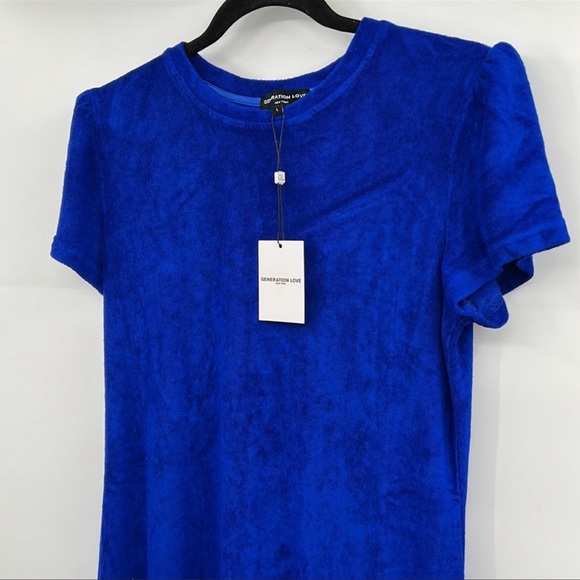 🆕Generation Love Arielle Cobalt Blue Terry Mini Dress NWT - Picture 3 of 9